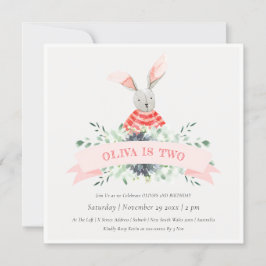 Invitation d'anniversaire de lapin rose mignon pou