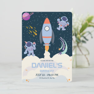 Invitation d'anniversaire de l'astronaute spatial