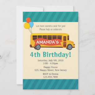 Invitation d'anniversaire de l'autobus scolaire