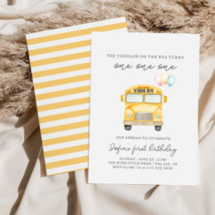 Invitation d'anniversaire de l'autobus scolaire ja