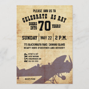 Invitation d'anniversaire de l'avion vintage