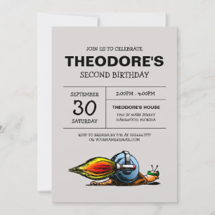 Invitation d'anniversaire de l'escargot fusée