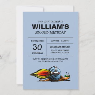 Invitation d'anniversaire de l'escargot fusée