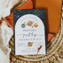 Invitation d'anniversaire de l'espace | Premier an