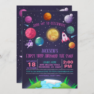 Invitation d'anniversaire de l'espace - Première f