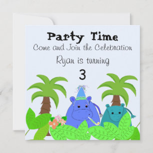 Invitation d'anniversaire de l'hippopotame de la j