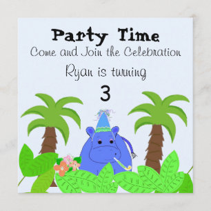 Invitation d'anniversaire de l'hippopotame de la j