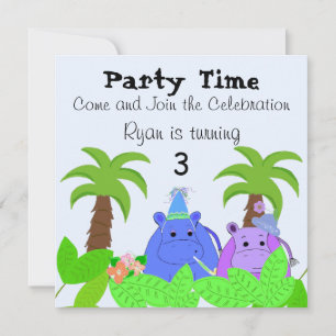 Invitation d'anniversaire de l'hippopotame de la j