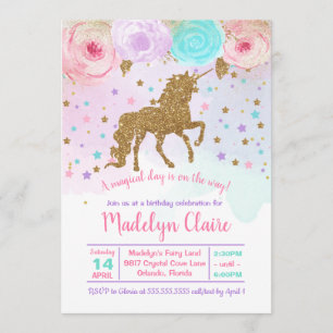 Invitation d'anniversaire de licorne