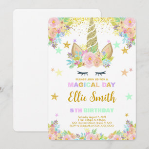 Invitation d'anniversaire de licorne MAGIQUE