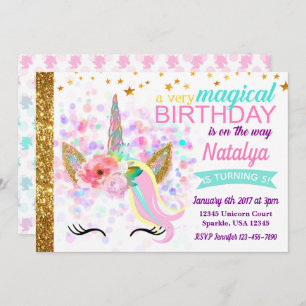 Invitation d'anniversaire de licorne magique