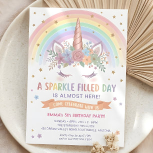 Invitation d'anniversaire de licorne magique Invit