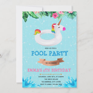 Invitation d'anniversaire de licorne mignonne pour