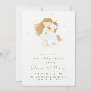 Invitation d'anniversaire de licorne personnalisée