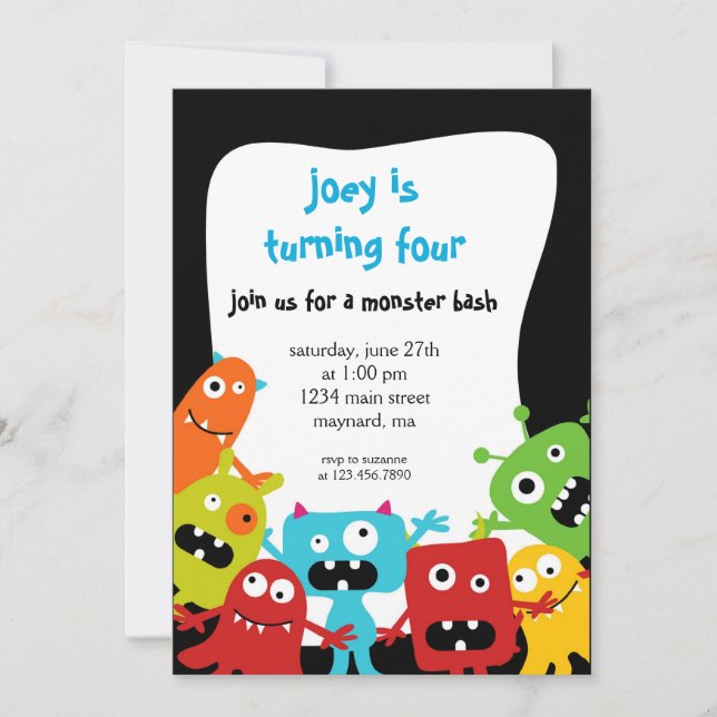 Invitation d'anniversaire de Little Monsters (Devant)