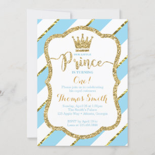 Invitation d'anniversaire de Little Prince en bleu