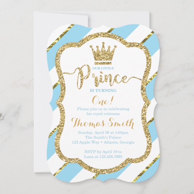 Invitation d'anniversaire de Little Prince en bleu (Devant)