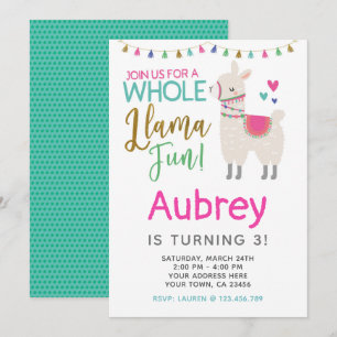 Invitation d'anniversaire de Llama - Customisez-la