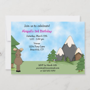 Invitation d'anniversaire de l'orignal de montagne