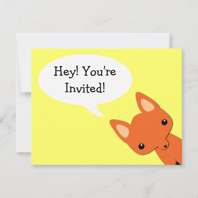 Invitation d'anniversaire de l'ours Fox simple (Devant)