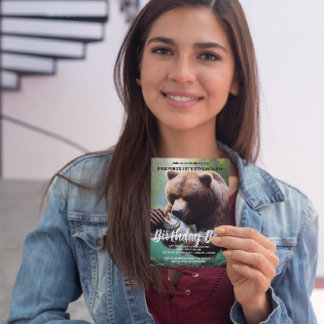 Invitation d'anniversaire de l'ours majestueux