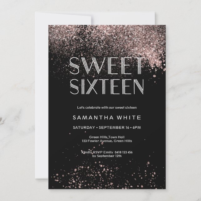 Invitation d'anniversaire de l'Sweet sixteen de pa (Devant)