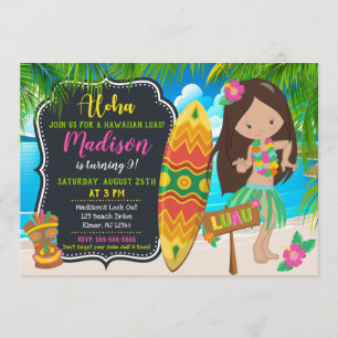 Invitation d'anniversaire de Luau Aloha Invitation