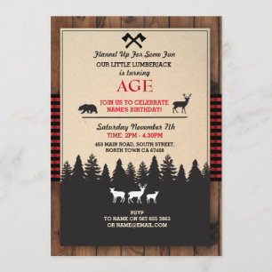Invitation d'anniversaire de Lumberjack N'IMPORTE