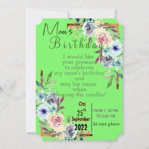 Invitation d'anniversaire de maman