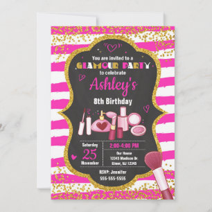 Invitation d'anniversaire de maquillage / Fête du 