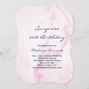Invitation d'anniversaire de marbre rose