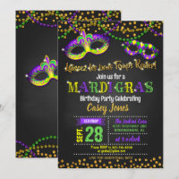 Invitation d'anniversaire de Mardi Gras