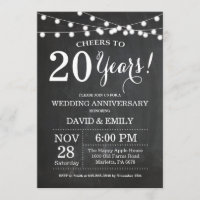 Invitation d'anniversaire de mariage 20 ans Tablea