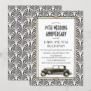 Invitation d'anniversaire de mariage Art Déco Gats