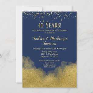 Invitation d'anniversaire de mariage bleu marine e