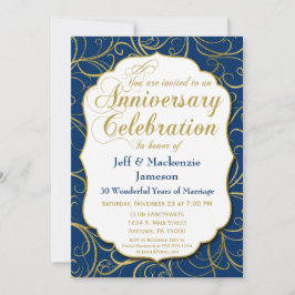 Invitation d'anniversaire de mariage bleu marine e