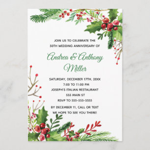 Invitation d'anniversaire de mariage botanique flo