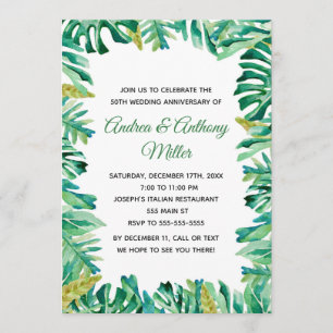 Invitation d'anniversaire de mariage Botanique Tro