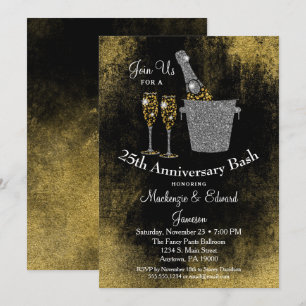Invitation d'anniversaire de mariage Champagne Noi
