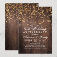 Invitation d'anniversaire de mariage d'automne de