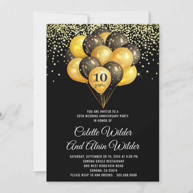 Invitation d'anniversaire de mariage de 10 ans noi (Devant)