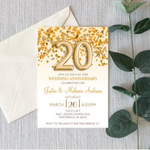 Invitation d'anniversaire de mariage de 20 ans ave