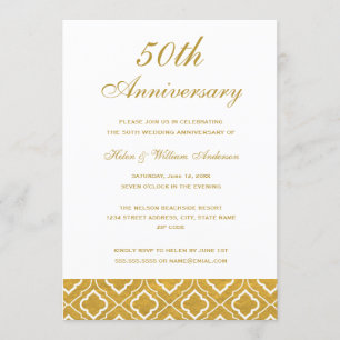 Invitation d'anniversaire de mariage de 50 ans ave