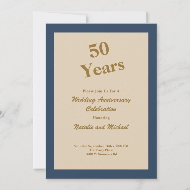 Invitation d'anniversaire de mariage de 50 ans Ble (Devant)