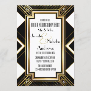 Invitation d'anniversaire de mariage de style Art 