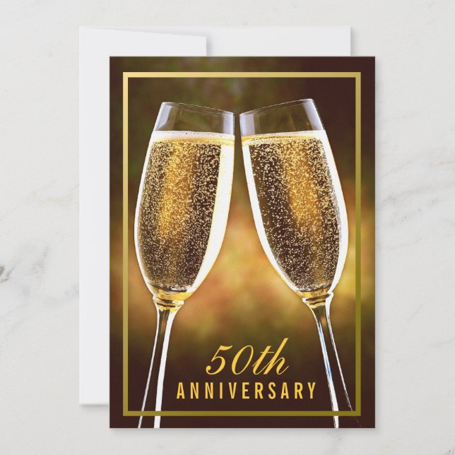 Invitation d'anniversaire de mariage d'or (Devant)