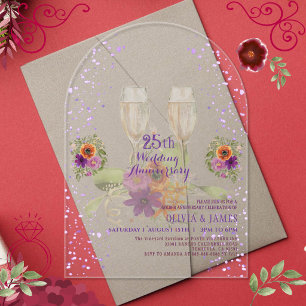 Invitation d'anniversaire de mariage en acrylique 