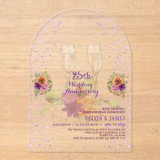 Invitation d'anniversaire de mariage en acrylique 