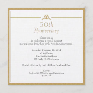 Invitation d'anniversaire de mariage en or