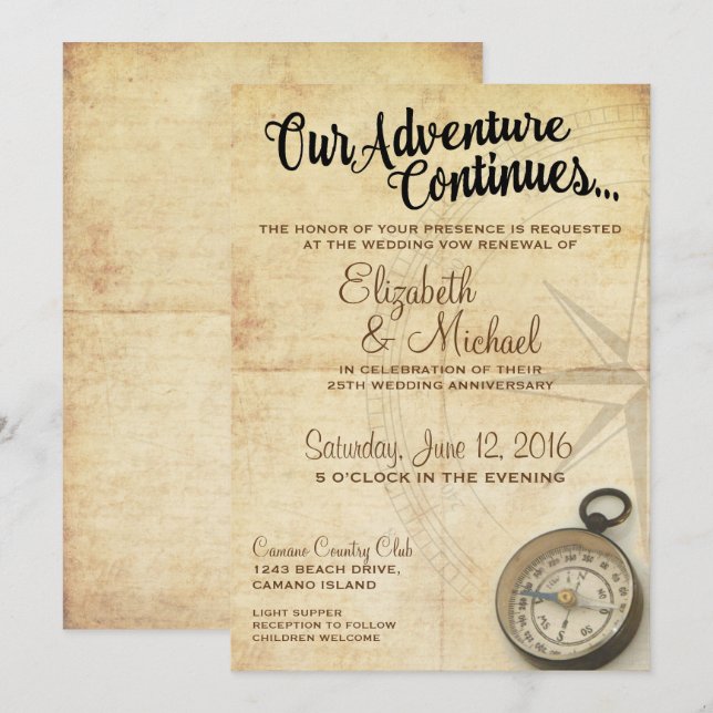 Invitation d'anniversaire de mariage 'Notre aventu (Devant / Derrière)